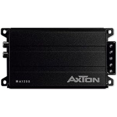 AXTON A1250 — īpaši kompakts digitālais mono pastiprinātājs automašīnām un treileriem, mini 1 kanāla basu jaudas pastiprinātājs ar augsta līmeņa ieeju, D klases pastiprinātājs, 2 omi stabils, 1 x 150 vati