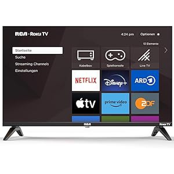 RCA Smart TV 32 collu (80 cm) Roku TV LED HD gatavs trīskāršs uztvērējs (DVB-T/T2-CS/S2) Dolby Audio darbojas ar Apple TV+ Netflix Disney+ YouTube Prime Video HDMI USB WiFi