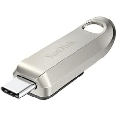 SanDisk 128B Ultra Luxe USB Type-C zibatmiņas disks, USB 3.2 Gen 1 veiktspēja ar izcilu metāla dizainu, līdz 400 MB/s