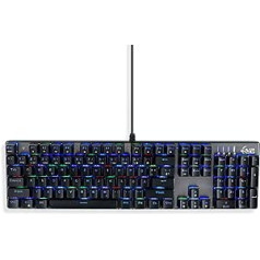 MediaRange Gaming Series MRGS101 vadu mehāniskā spēļu tastatūra ar 104 taustiņiem un 14 krāsu režīmiem, QWERTZ (DE/at/CH), melns/sudrabs