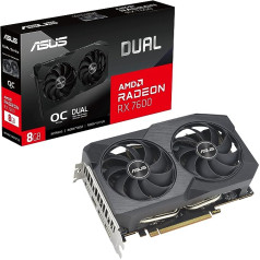 ASUS Dual Radeon RX 7600 V2 OC Edition 8GB GDDR6 spēļu grafikas karte (AMD Radeon RX7600, PCIe 4.0, 1x HDMI 2.1, 3X DisplayPort 1.4a, DUAL-RX7600-O8G-V2)