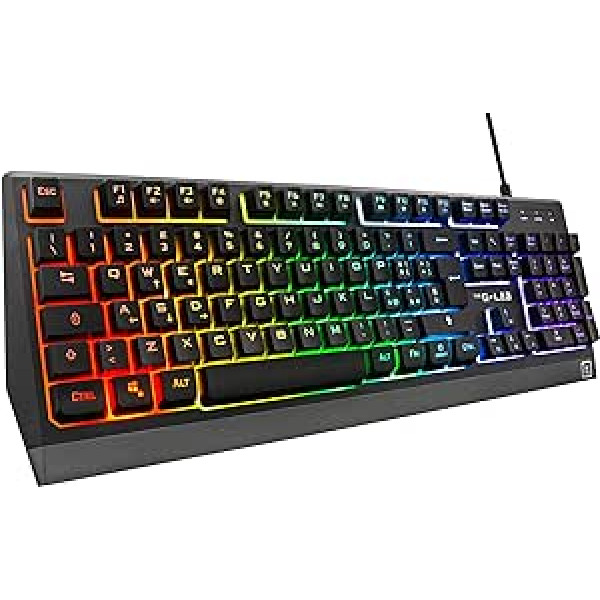 THE G-LAB Keyz Tungsten W - USB QWERTY Gaming Keyboard - Gaming Keyboard, 15 Programmable Macros, 12 Multimedia Shortcut Keys - Illuminated Gaming Keyboard for PC, PS4, PS5, Xbox One