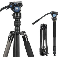 SIRUI Professional Traveller VC video statīvs 159 cm Carbon Travel video statīvs ar video slīpumu, kravnesība līdz 3 kg