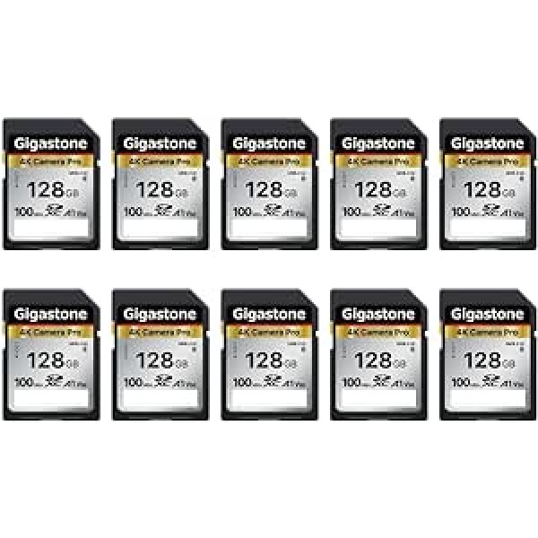 GIGASTONE 128GB SDXC Memory Card 4K Camera Pro Series 10 Cards Speed up to 100MB/s Compatible with Camera Canon Nikon Sony Camcorder A1 V30 UHS-I Class 10 for 4K UHD Video