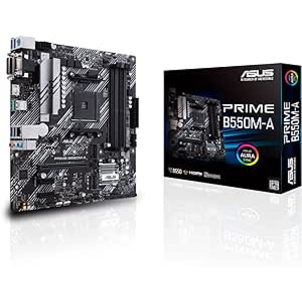 ASUS Prime B550M-A Gaming Motherboard Socket AM4 (micro ATX, Ryzen, PCIe 4.0, 2x M.2, 1 Gbit/s-Ethernet, SATA 6 Gbit/s, USB 3.2 Gen 2 Type-A, Support for Aura Sync RGB Header)