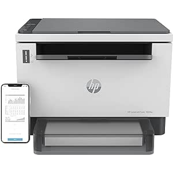 HP Laserjet Tank MFP 1604w Multifunction Laser Printer (Printer, Scanner, Copier) with Dual Band Wi-Fi, BTLE, Includes Original HP Toner for up to 5000 Pages, 22 Pages/Min, 600 x 600 dpi, White