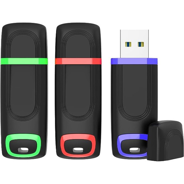 KEXIN 64 GB USB Stick Pack of 3 USB Sticks Memory Stick USB 3.0 Multicoloured USB Flash Drive Data Storage USB Flash Drive (Pack of 3, Green Red Blue, 64 GB)