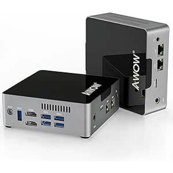 AWOW Mini PC Windows 10 Pro 6GB DDR4 256GB SSD mikrodators, Intel Celeron J3455 4K HD/2.4G+5G WiFi/Dual LAN/BT 4.2/HDMI*2 AK34