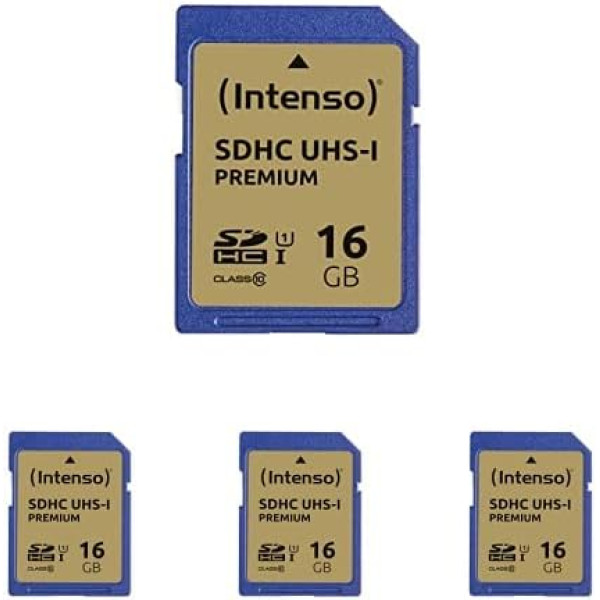 Intenso SDHC UHS-I Memory Card 16 GB Class 10 Blue Pack of 4