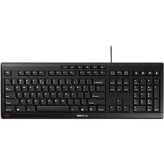 CHERRY Stream Keyboard, US Layout, QWERTY Keyboard, Wired Keyboard, Blue Angel, GS Approval, SX Scissor Mechanism, Whisper Quiet Keystroke, Black