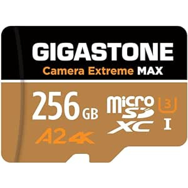 GIGASTONE 256GB Micro SD Card Camera Extreme Max up to 160/130MB/s MicroSDXC Memory Card for DJI Gopro Insta360 Dash Cam 4K Video UHS-I A2 V30 U3 with Adapter