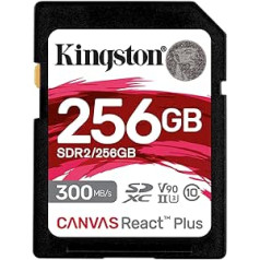 Kingston Canvas React Plus 256GB SDXC Memory Card UHS-II 300R/260W U3 V90 for Full HD/4K/8K - SDR2/256GB