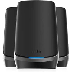 NETGEAR Orbi WiFi 6E Mesh Quad-Band WLAN System (RBKE963B) WiFi 6E Router with 2 Satellites Coverage up to 600 m² and 200 Devices with 10.8 Gbps (AXE11000) Easy App Installation