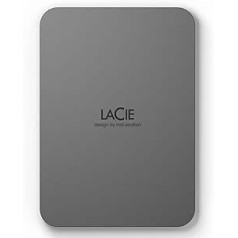 LaCie MOBILE DRIVE Drošs 2 TB pārnēsājams ārējais cietais disks 2,5 collu Mac un personālajam datoram, pelēks, iekļauts 2 gadu glābšanas dienesta modeļa Nr. STLR2000400