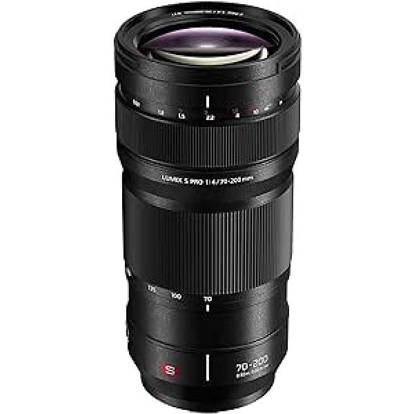 Panasonic S-R70200E telefoto tālummaiņas objektīvs LUMIX S PRO (70-200 mm, L veida stiprinājuma objektīvs, F4.0, OIS, filtra izmērs 77 mm) Melns