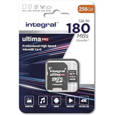 Integral 256GB Micro SD Card 4K Video Read Speed 180MB/s and Write Speed 150MB/s MicroSDXC A2 C10 U3 UHS-I 150-V30 Our Fastest High Speed Micro SD Memory Card