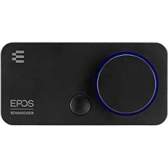 EPOS I Sennheiser GSX 300, spēļu DAC / ārējā USB skaņas karte ar 7.1 telpisko skaņu, augstas izšķirtspējas audio EQ priekšiestatījumi spēlēm, filmām un mūzikai — spēļu skaņas karte personālajam datoram un Mac, melna