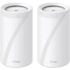 TP-Link Deco BE85 Wi-Fi 7 Mesh WiFi Set (2-Pack), BE19000 Tri-band Router and Repeater (10Gbps Ethernet/Fiber Port, 19GPS Wi-Fi Speed, WPA3, 320MHz Channels, 6GHz) White