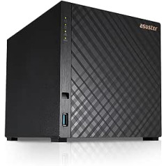 Asustor Drivestor 4 AS1104T 4 Bay NAS Server - Network Storage Enclosure Quad Core 1.4 GHz CPU, 2.5 GbE Port, 2 GB DDR4