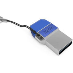 meZmory Leather USB C Stick Dual 32 GB — 2 in1 funkcija > USB 3.0 un C tips < Ūdensizturīgs, mazs un īpaši ātrs — izgatavots no metāla, ideāli piemērots atslēgu piekariņiem — zibatmiņas disks Memory Stick USB-C 32 GB zils