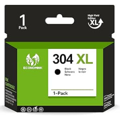 Economink 304XL Black Savietojams ar HP 304 XL melnajām printeru kasetnēm, Envy 5030 5010 5020 5032 DeskJet 3750 3760 2620 2600 3720 2630 2622 3625 drukātājs