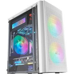 Mars Gaming MC300W balts, MicroATX datora korpuss, rūdīts stikls, sieta priekšpuse, 3 x FRGB ventilatori