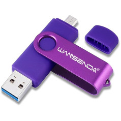 USB zibatmiņas karte USB 3.0 Memory Stick 2 vienā OTG Wansenda ārējā atmiņa Android ierīcēm / personālajam datoram / planšetdatoram / Mac (256 GB, violeta)