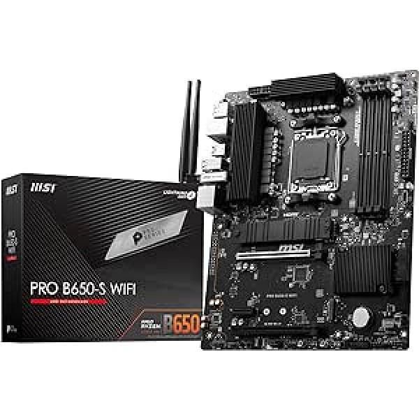 MSI PRO B650-S WiFi mātesplate, ATX - atbalsta AMD Ryzen 7000 sērijas procesorus, AM5 - DDR5 Memory Boost 6000+MHz/OC, 2 x PCIe 4.0 x16, 2 x M.2 Gen4, Wi-Fi 6E