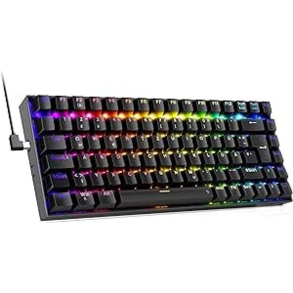 Redragon Mechanical Gaming Keyboard, RGB 75% Mechanical Keyboard with Hot-Swappable Red Linear Switches, 85 Keys Programmable QWERTZ Layout Keyboard K629