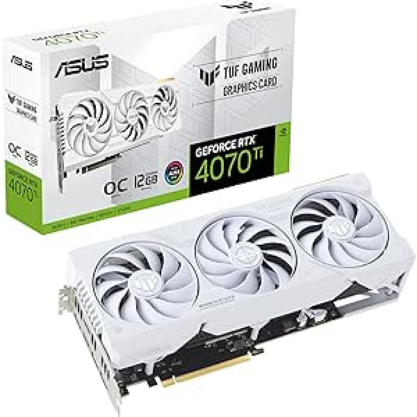 ASUS TUF Gaming GeForce RTX 4070 Ti White 12GB GDDR6X OC Edition spēļu grafikas karte, balta (NVIDIA GeForce RTX4070Ti DLSS 3, PCIe 4.0, 2X HDMI 2.1, 3X DisplayPort 1.4a,