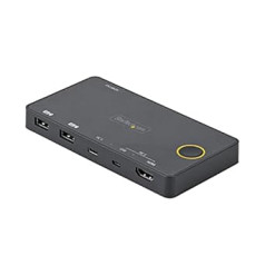 StarTech.com 2 Port Hybrid KVM Switch HDMI + USB-A & USB-C - 4K 60Hz HDMI 2.0 Monitor - Compact Desktop and/or Laptop HDMI KVM Switch - USB Bus Powered - Thunderbolt 3 Compatible (SV221HUC4K)