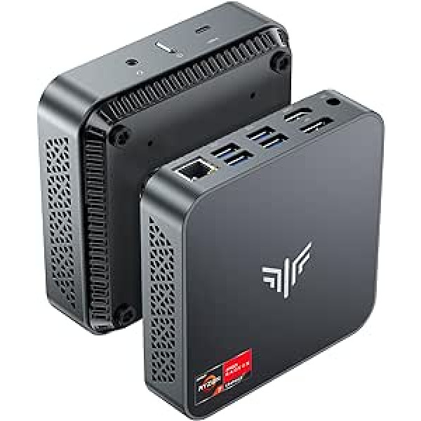 NiPoGi Mini PC, AMD Ryzen 7 5700U (līdz 4,3 GHz, 8C/16T) 16GB DDR4 512GB SSD mikro galddators birojam/mājas kinozālei/sanāksmēm/biznesam/ceļojumam【Wifi6/Bluetooth5.2/USB-CDMI 】