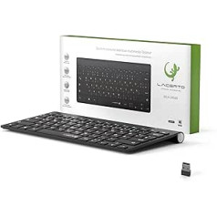 Lacerto® divvalodu krievu-vācu bezvadu 2,4 GHz multivides tastatūra, krievu-vācu bezvadu multivides tastatūra, BELA-DR568, matēts melns