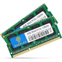 Rasalas 8GB komplekts (2x4GB) PC3-12800 DDR3L 1600MHz SODIMM, 4GB DDR3 1600 2Rx8 PC3L-12800S 1.35V 204-Pin CL11 Dual Rank klēpjdatora atmiņas modulis