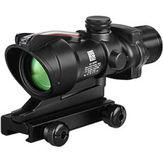 Paike Rifle Scope 4 x 32 mm ACOG Red Dot Sight with Red Chevron Reticle