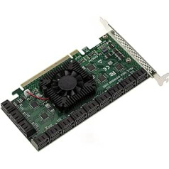 KALEA-INFORMATIQUE PCI Express PCIe 3.0 x16 kontroliera karte ar 24 pieslēgvietām SATA 6G cietā diska mikroshēmojumam ASM1812 un ASM1064