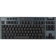 Logitech G915 TKL Tenkeyless Lightspeed RGB mehāniskā spēļu tastatūra klēpjdatoram un personālajam datoram, zema profila slēdzis, LIGHTSYNC RGB, bezvadu, Bluetooth funkcija, melna