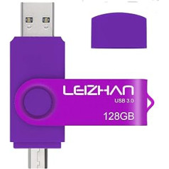 leizhan USB Stick 128 GB 3.0 Micro Flash Drive with Micro Memorystic USB Drive Connection Memory Stick for Android Smartphone Computer (128 GB, Purple)