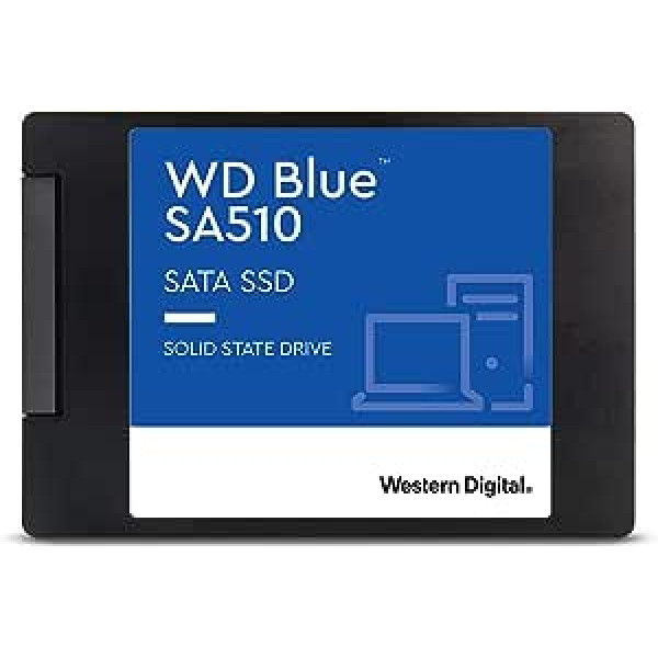 WD Blue SA510 SATA SSD 2TB 2,5 collas (lasīšanas ātrums līdz 560 MB/s, rakstīšanas ātrums līdz 520 MB/s, jauninājums personālajam datoram/klēpjdatoram, 3 mēnešu izmēģinājuma versija no Dropbox Professional, Western Digital SSD informācij