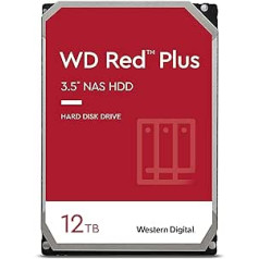 WD Red Plus iekšējais cietais disks NAS 12 TB (3,5 collas, datu pārsūtīšana līdz 196 MB/s, darba slodze 180 TB/gadā, 7200 apgr./min., 256 MB kešatmiņa, 8 nodalījumi) Sarkans