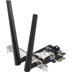 ASUS PCE-AXE5400 WiFi 6E PCI-E adapteris (divas ārējās antenas, 6Hz josla, 160MHz, Bluetooth 5.2, WPA3, OFDMA, MU-MIMO)