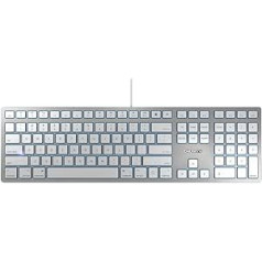 CHERRY KC6000 Slim operētājsistēmai Mac vada tastatūra USB sudraba krāsā (ASV starptautiskā), KC 6000 Slim