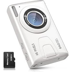 CCN digitālā kamera, 64MP 1080P FHD fotokamera ar 3,0 collu ekrānu, 18x digitālā tālummaiņa, pārnēsājama kompaktkamera ar 32GB TF karti, USB kabelis, pusaudžiem, pieaugušajiem, iesācējiem, balts