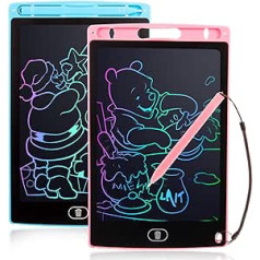 Heyu-Lotus 2 Pack 8,5 collu LCD rakstāmdēlis Krāsains displejs, dzēšams pārnēsājams rakstāmdēlis zēniem, meitenēm vecumā no 3 līdz 6 gadiem, zils un rozā