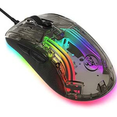 KUIYN 383 PRO X400 Transparent Mouse, Ultra Light Wired Gaming Mouse, 13 RGB Backlight, 6 Adjustable DPI 12800 Marco Program Mice, Mouse for Win10/Xbox/PS4/PS5/Mac/HP/Acer