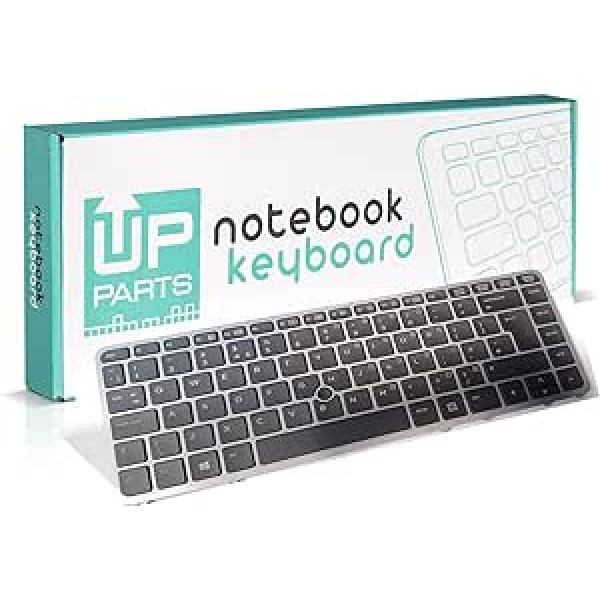 UP PARTS® zīmols un itāļu uzņēmums — UP-KBH830/G6 — tastatūra datoram HP Elitebook 830 G5, rāmis sudraba krāsā ar melniem taustiņiem — itāļu izkārtojums