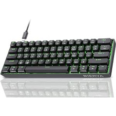 Dierya DK61se Gaming Keyboard, 60% Percent Mechanical Keyboard with Brown Tactile Switch, Ultra Compact Mini 61 Keys Anti-Ghosting, Type C Data Cable, US Layout for PC, Windows, Gamer Typist, Black