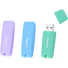 Espeon 3 Pack 32GB USB 2.0 USB Flash Drive Rubber Shell Protector Macaroon Light Blue Light Purple Light Green