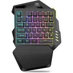 Vbestlife vienas rokas RGB spēļu tastatūra, C tipa 2,4 G bezvadu 35 taustiņu vienas rokas tastatūra, mini spēļu tastatūra datoru spēlētājiem