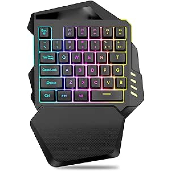 Vbestlife One-Handed RGB Gaming Keyboard, Type C 2.4G Wireless 35 Keys One-Handed Keyboard, Mini Gaming Keyboard for PC Gamers